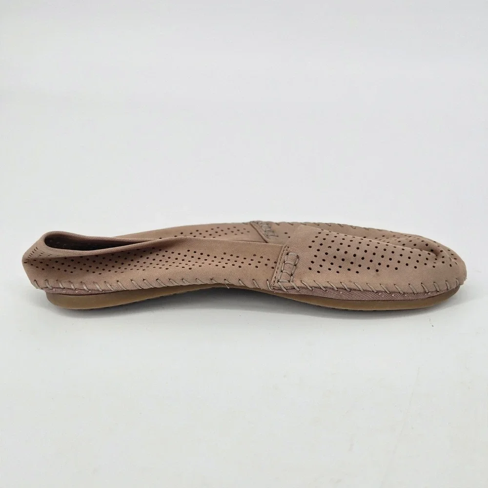 Adam Tucker by Me Too Kori Perforated Ballet Flat Taupe Loafers Shoes Size US 8